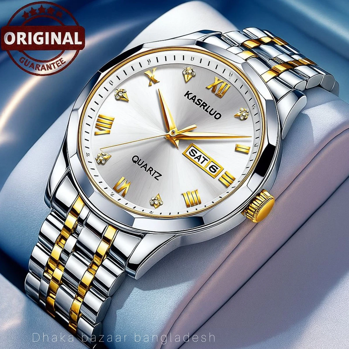 KAS MAN নতুন ডিজাইনের পুরুষদের জন্য ঘড়ি SILVER GOLDEN WHITE