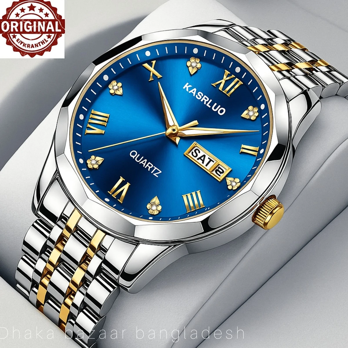 KAS MAN নতুন ডিজাইনের পুরুষদের জন্য ঘড়ি SILVER GOLDEN BLUE