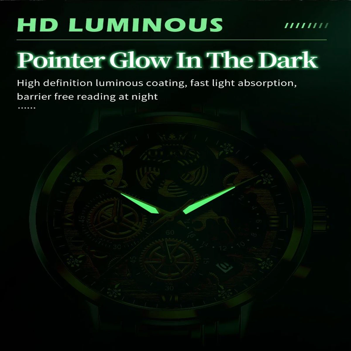 OLIVEZ 5233A পুরুষের জন্য নন মেকানিক্যাল ওয়াটার প্রুফ ঘড়ি  BLACK