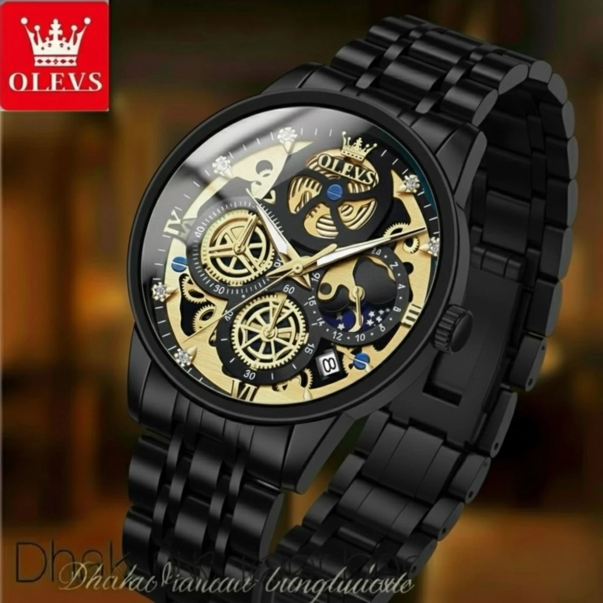 OLIVEZ 5233A পুরুষের জন্য নন মেকানিক্যাল ওয়াটার প্রুফ ঘড়ি  BLACK