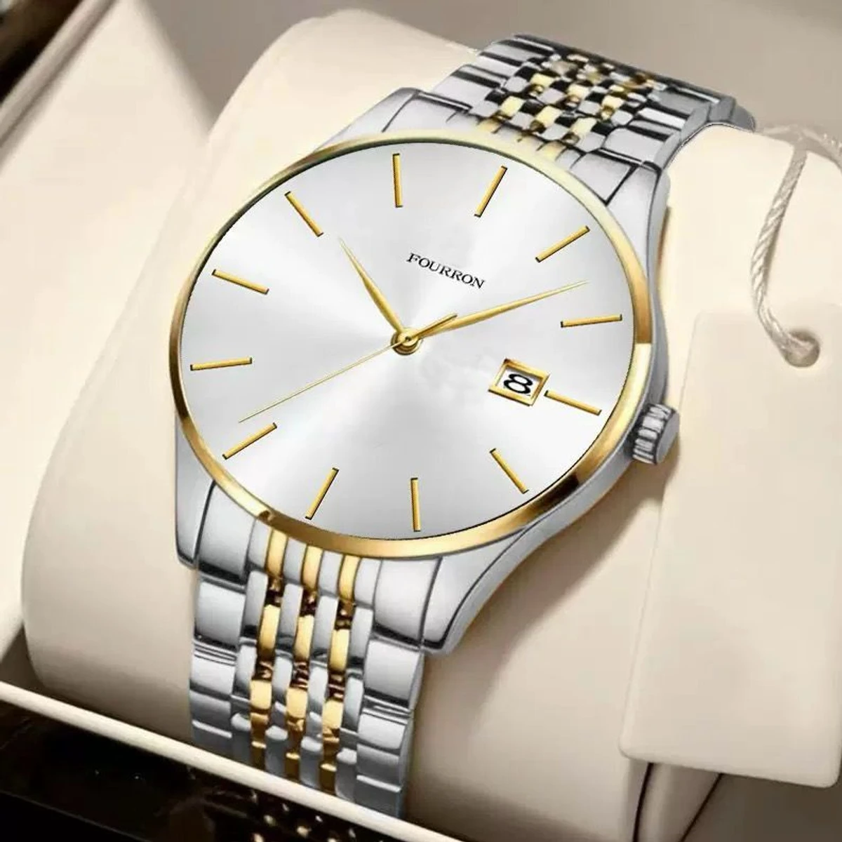 808 ONTHREDGE নতুন ডিজাইনের পুরুষদের জন্য ঘড়ি SILVER GOLDEN WHITE