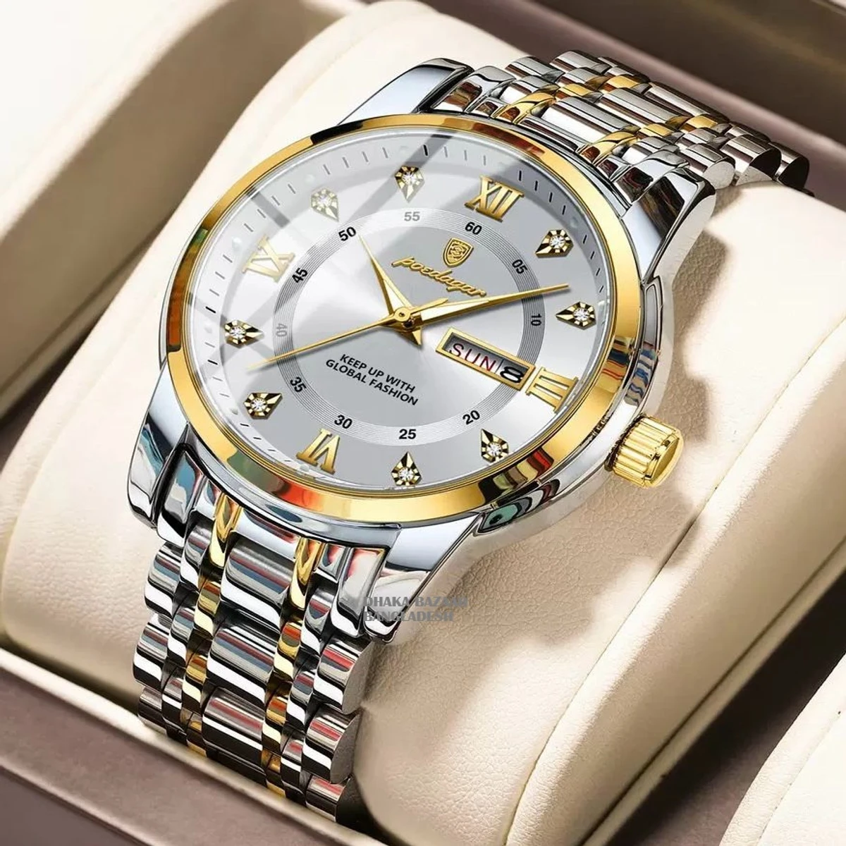 PEODAGOR 657 নতুন ডিজাইনের পুরুষদের জন্য ঘড়ি SILVER GOLDRN WHITE