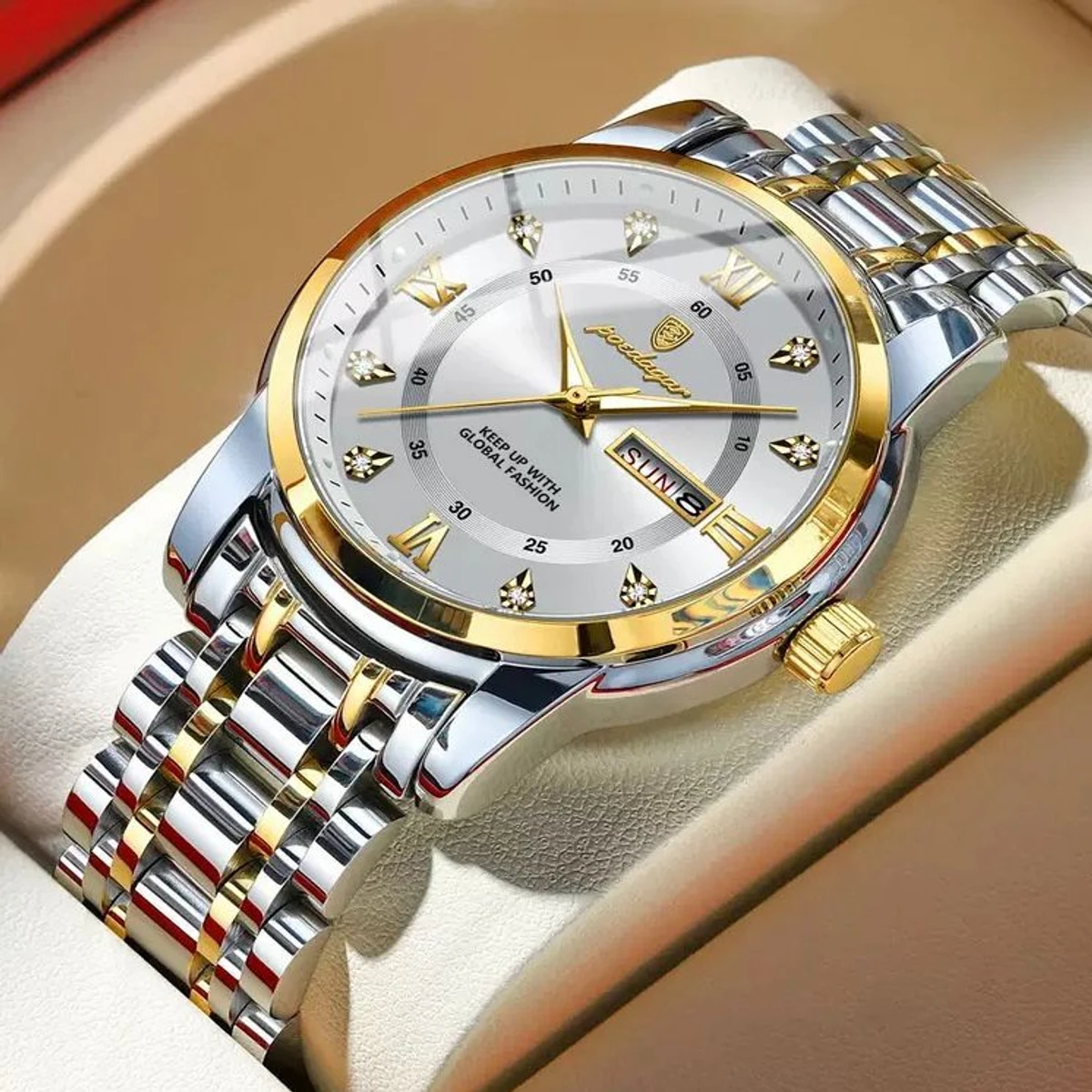 PEODAGOR 657 নতুন ডিজাইনের পুরুষদের জন্য ঘড়ি SILVER GOLDRN WHITE