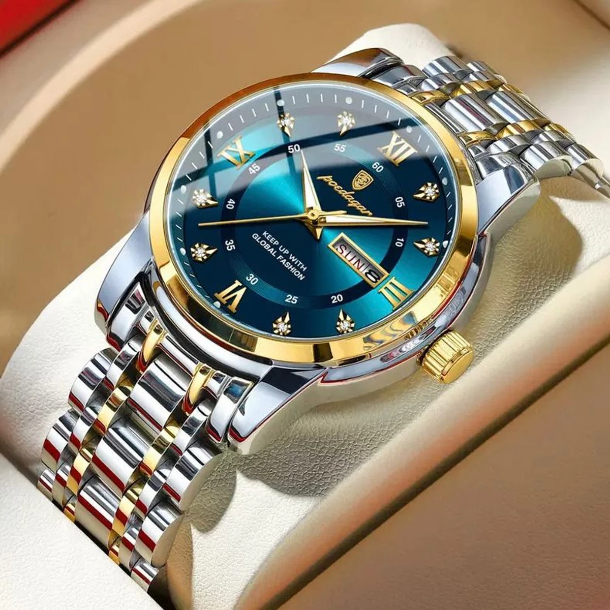 PEODAGOR 657 নতুন ডিজাইনের পুরুষদের জন্য ঘড়ি SILVER GOLDRN BLUE