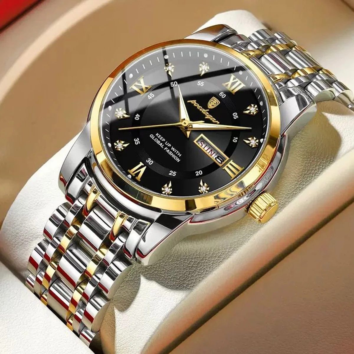 PEODAGOR 657 নতুন ডিজাইনের পুরুষদের জন্য ঘড়ি SILVER GOLDRN BLACK
