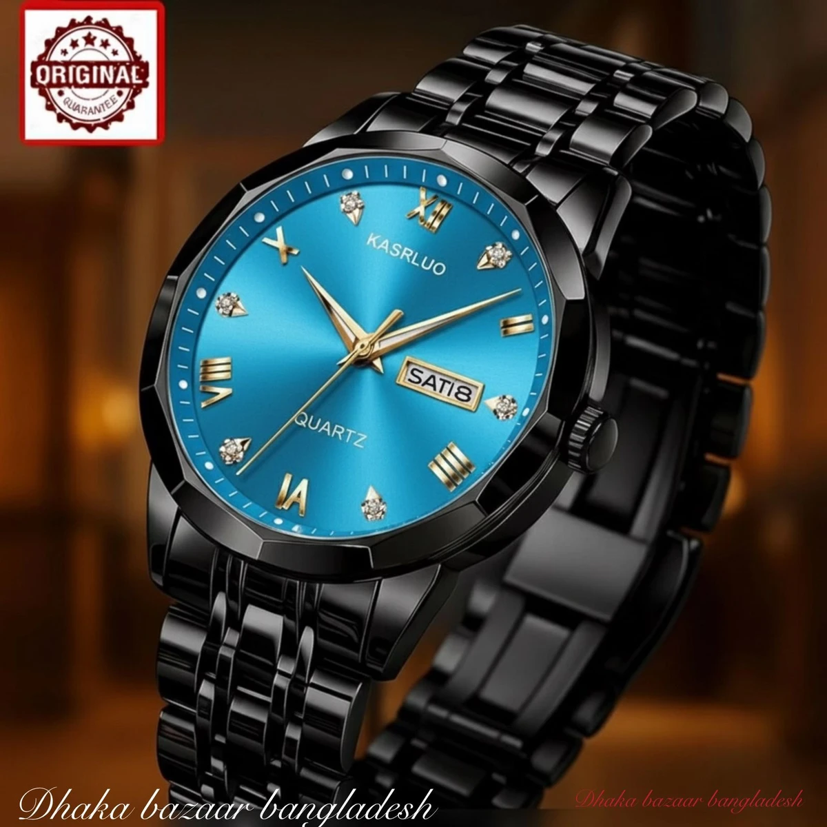 KAS MAN নতুন ডিজাইনের পুরুষদের জন্য ঘড়ি BLACK BLUE