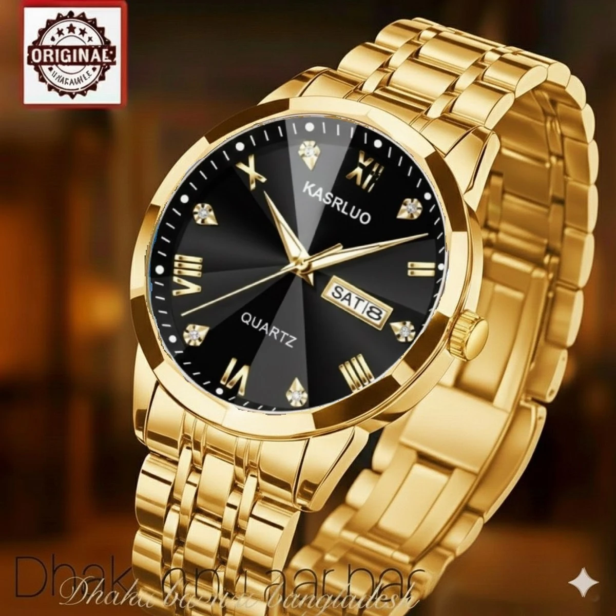 KAS MAN নতুন ডিজাইনের পুরুষদের জন্য ঘড়ি GOLDEN BLACK