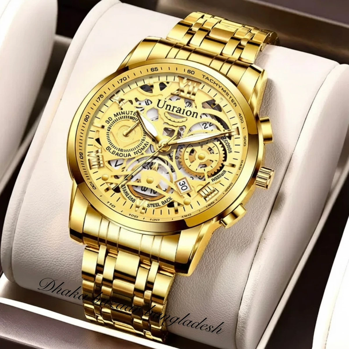 UNI44 পুরুষের জন্য নন মেকানিক্যাল ওয়াটার প্রুফ ঘড়ি GOLDEN