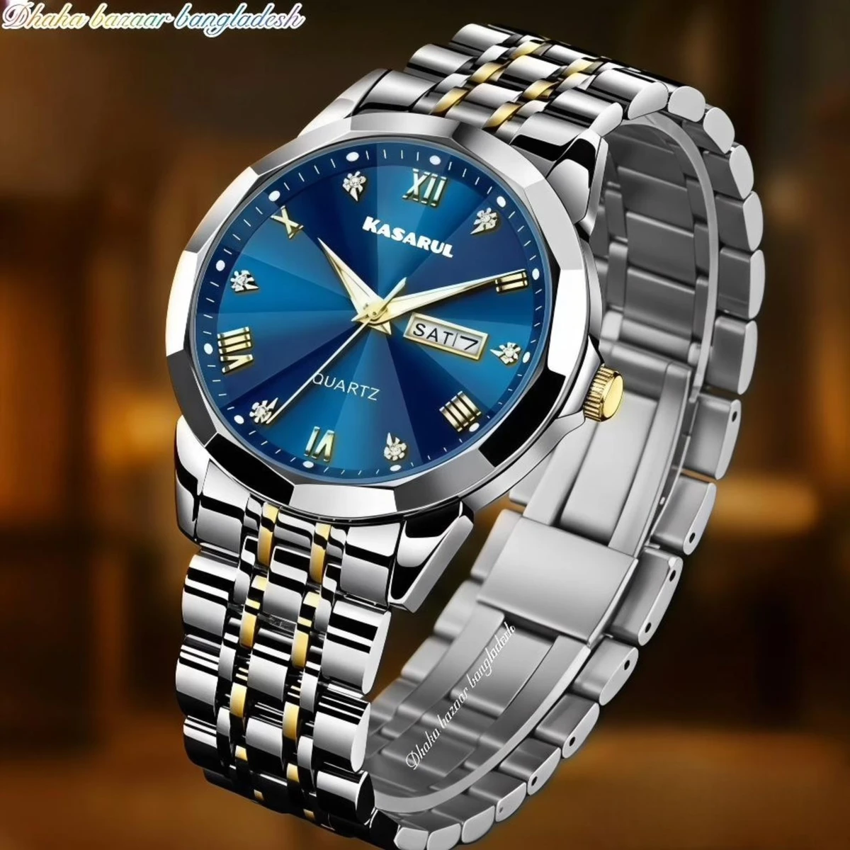 KAS MAN নতুন ডিজাইনের পুরুষদের জন্য ঘড়ি SILVER GOLDEN BLUE