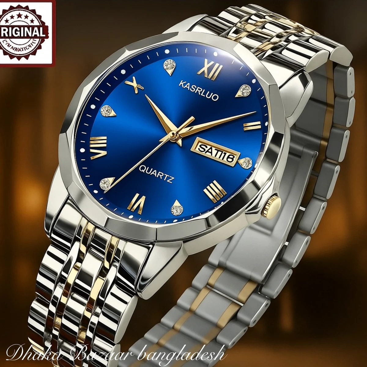 KAS MAN নতুন ডিজাইনের পুরুষদের জন্য ঘড়ি SILVER GOLDEN BLUE