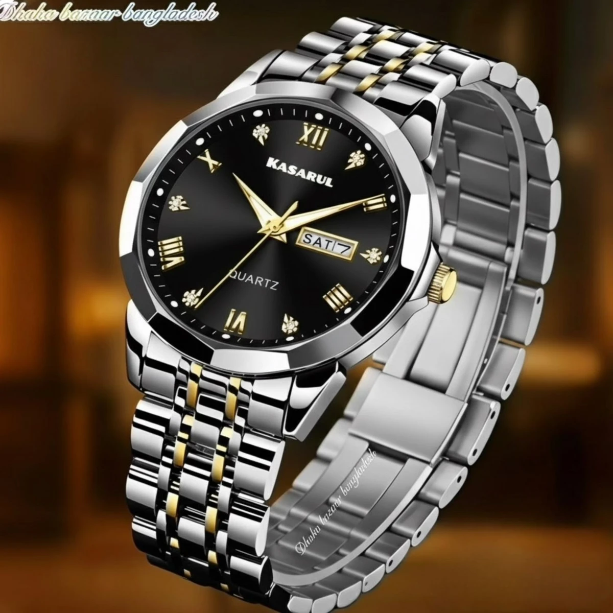 KAS MAN নতুন ডিজাইনের পুরুষদের জন্য ঘড়ি SILVER GOLDEN BLACK