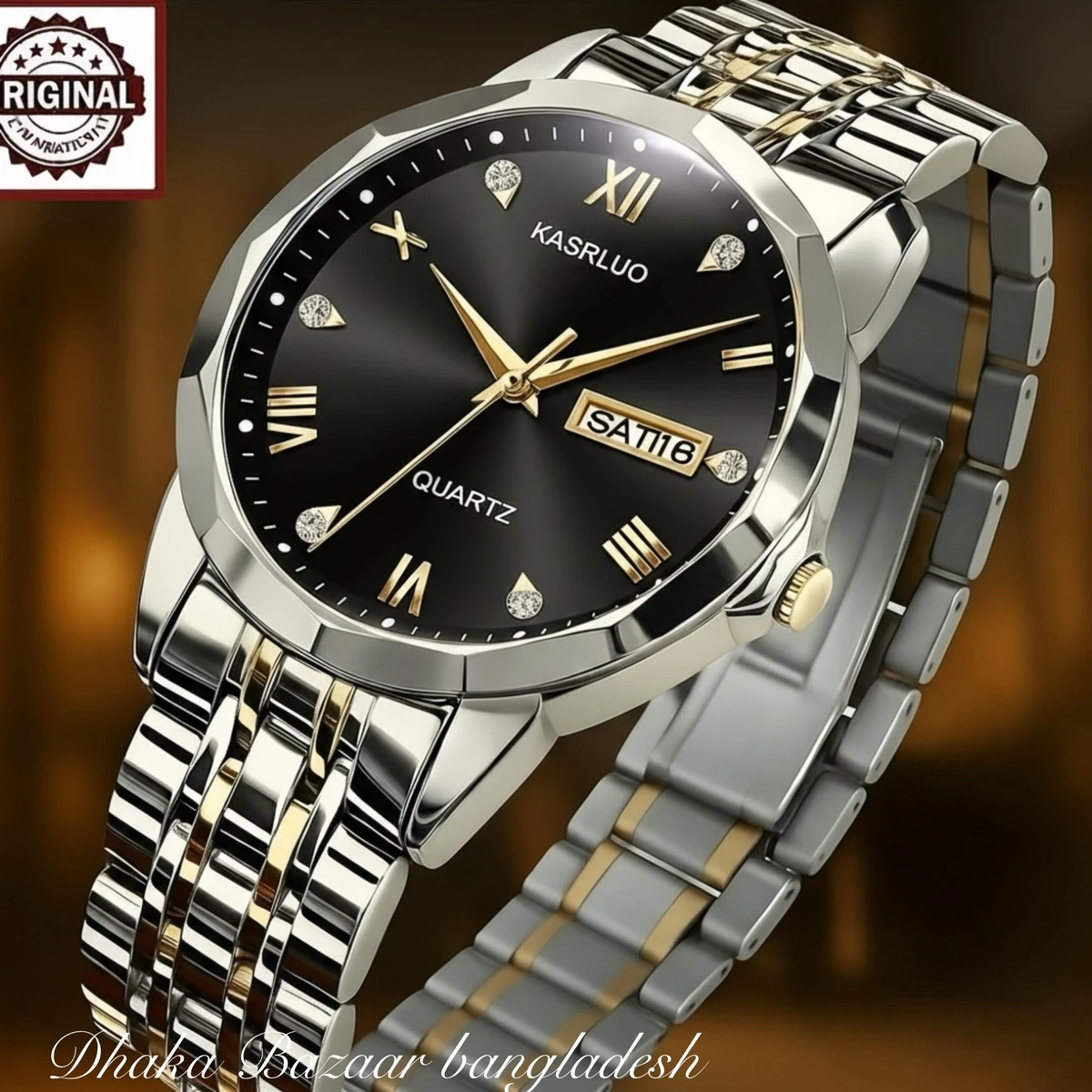 KAS MAN নতুন ডিজাইনের পুরুষদের জন্য ঘড়ি SILVER GOLDEN BLACK