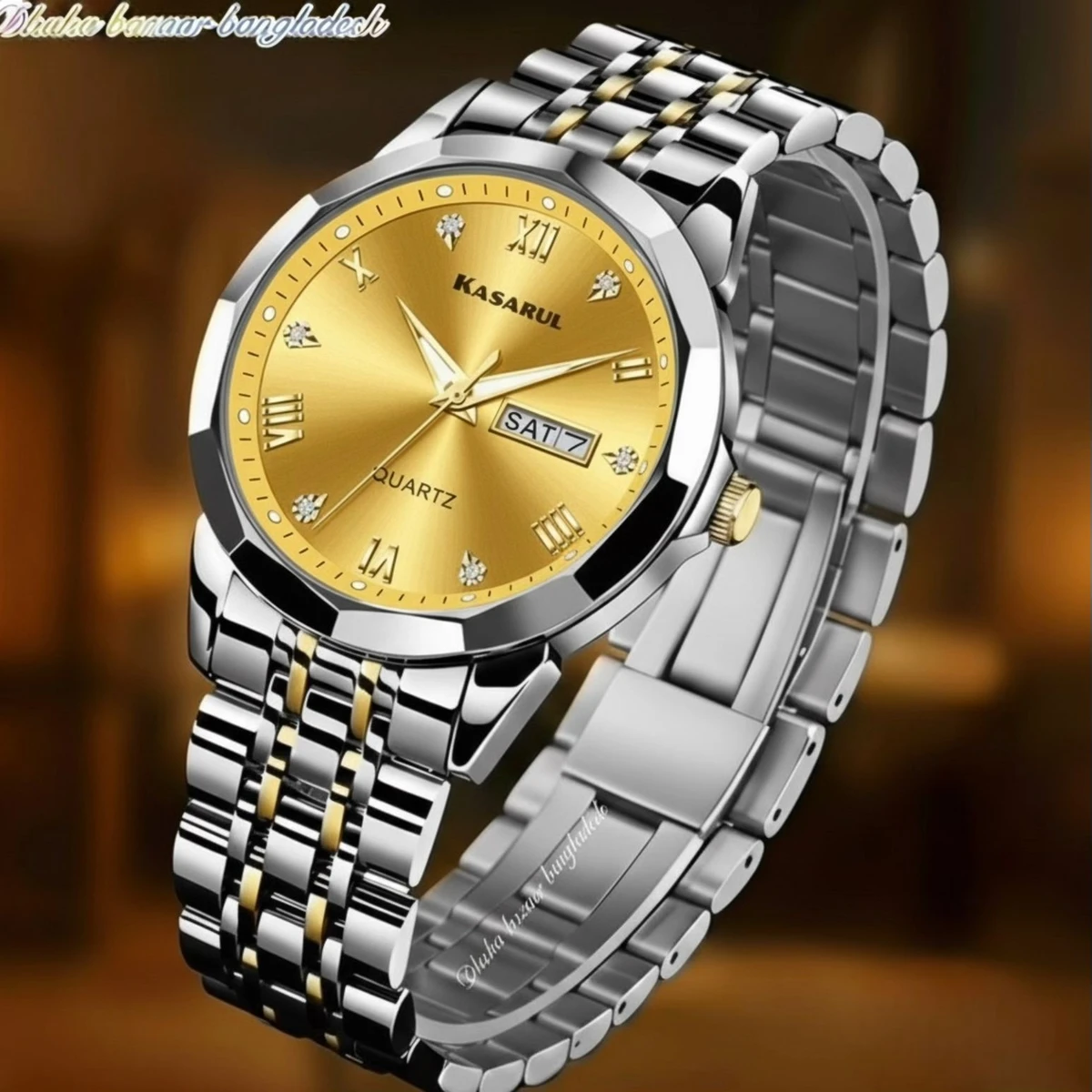 KAS MAN নতুন ডিজাইনের পুরুষদের জন্য ঘড়ি SILVER GOLDEN GOLDEN