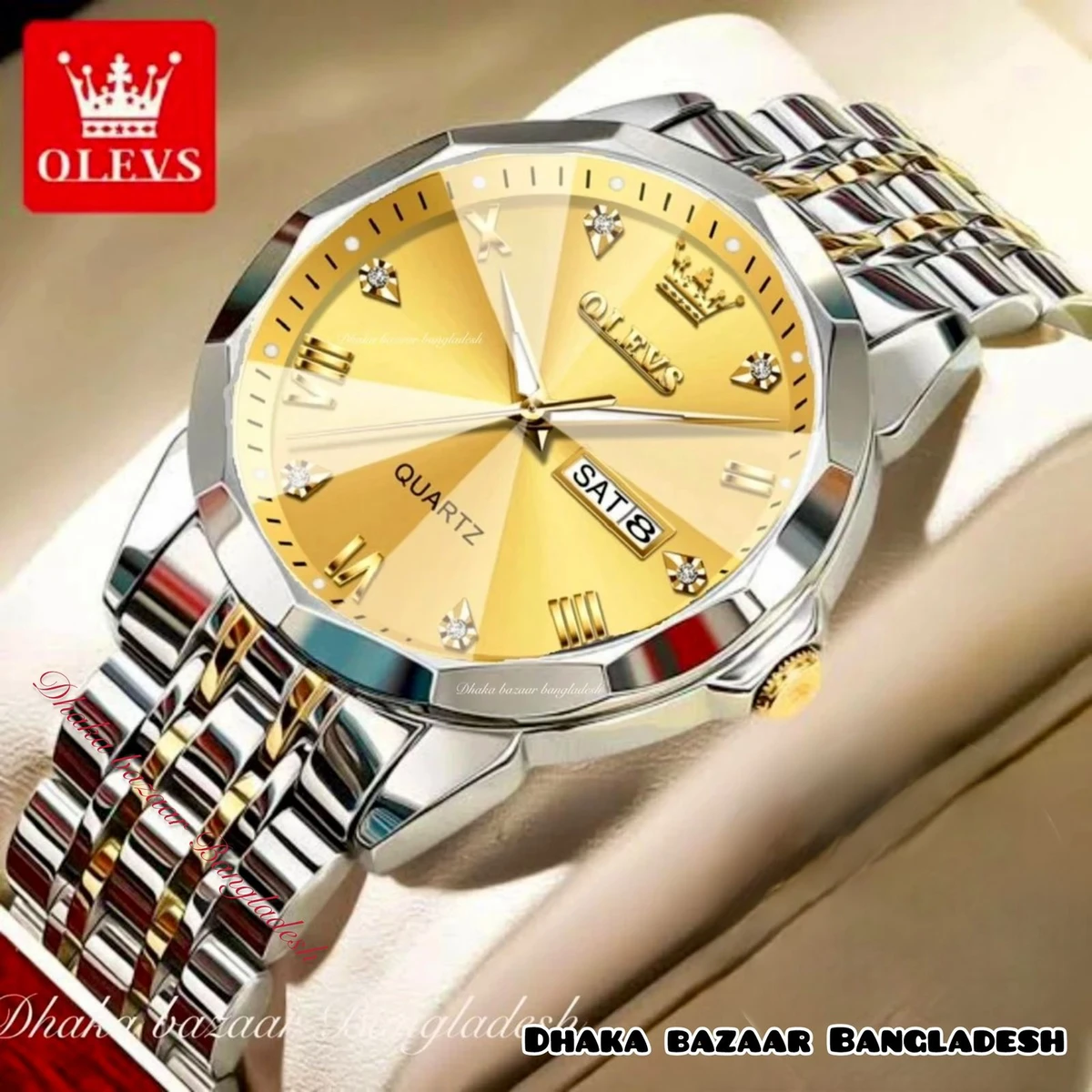 KAS MAN নতুন ডিজাইনের পুরুষদের জন্য ঘড়ি SILVER GOLDEN GOLDEN