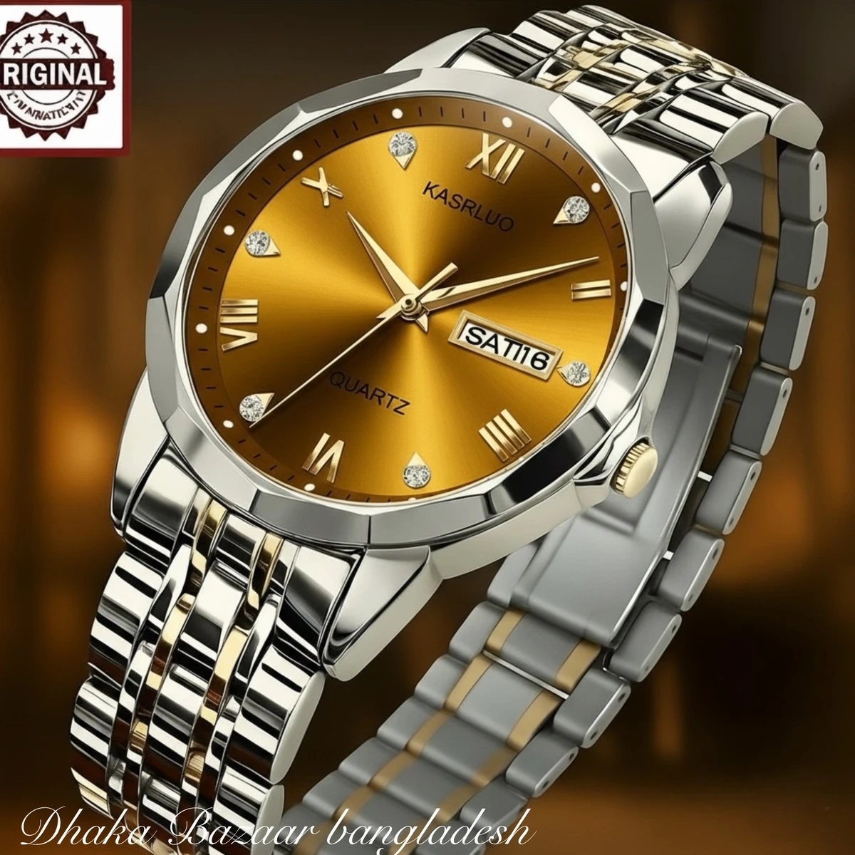 KAS MAN নতুন ডিজাইনের পুরুষদের জন্য ঘড়ি SILVER GOLDEN GOLDEN