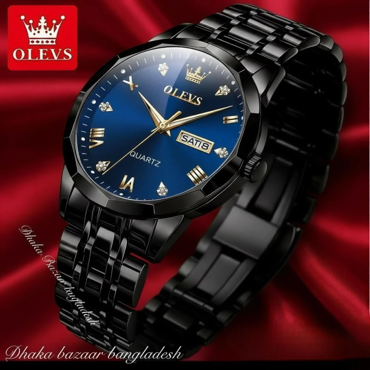 OLIVESZ নতুন ডিজাইনের পুরুষদের জন্য ঘড়ি BLACK BLUE