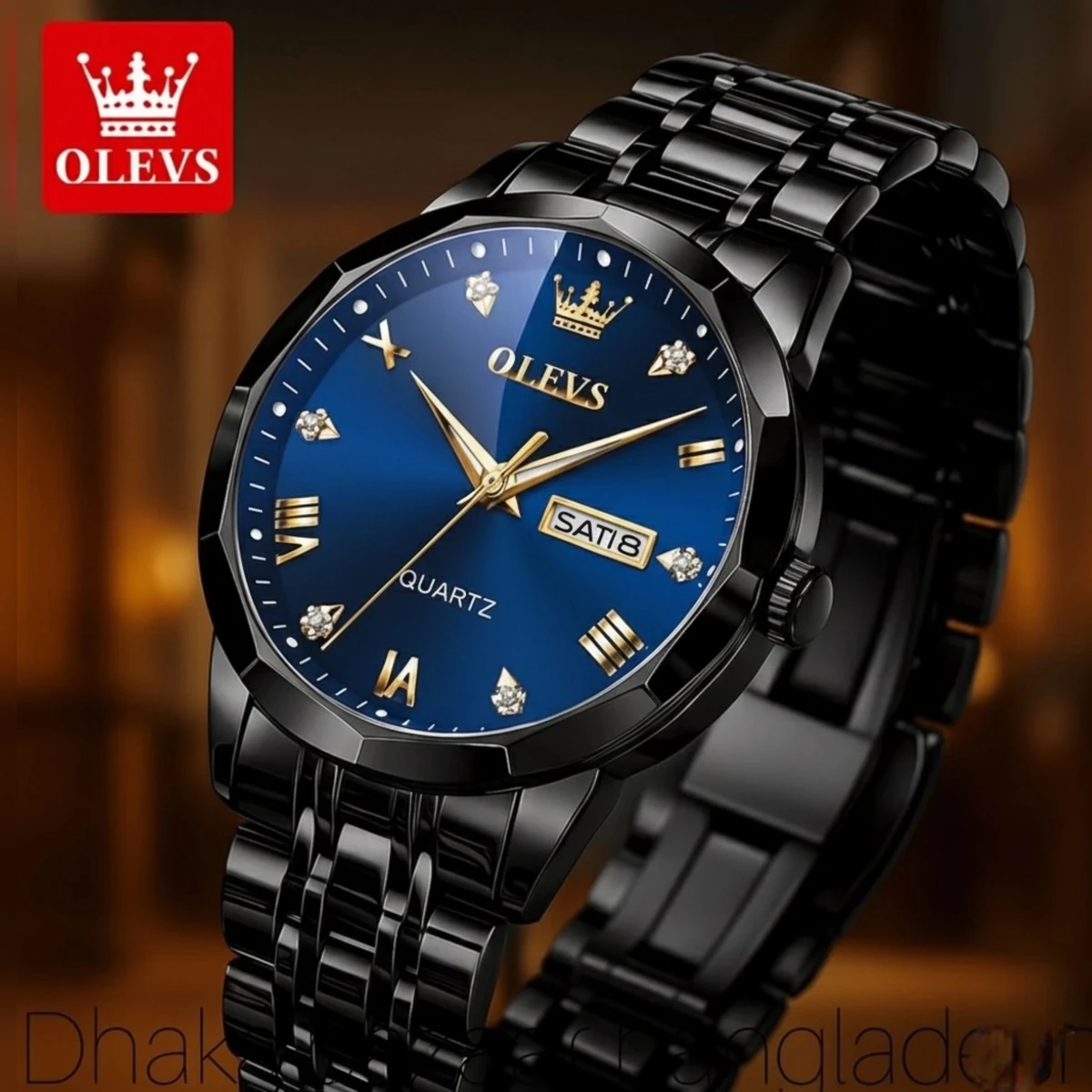 OLIVESZ নতুন ডিজাইনের পুরুষদের জন্য ঘড়ি BLACK BLUE