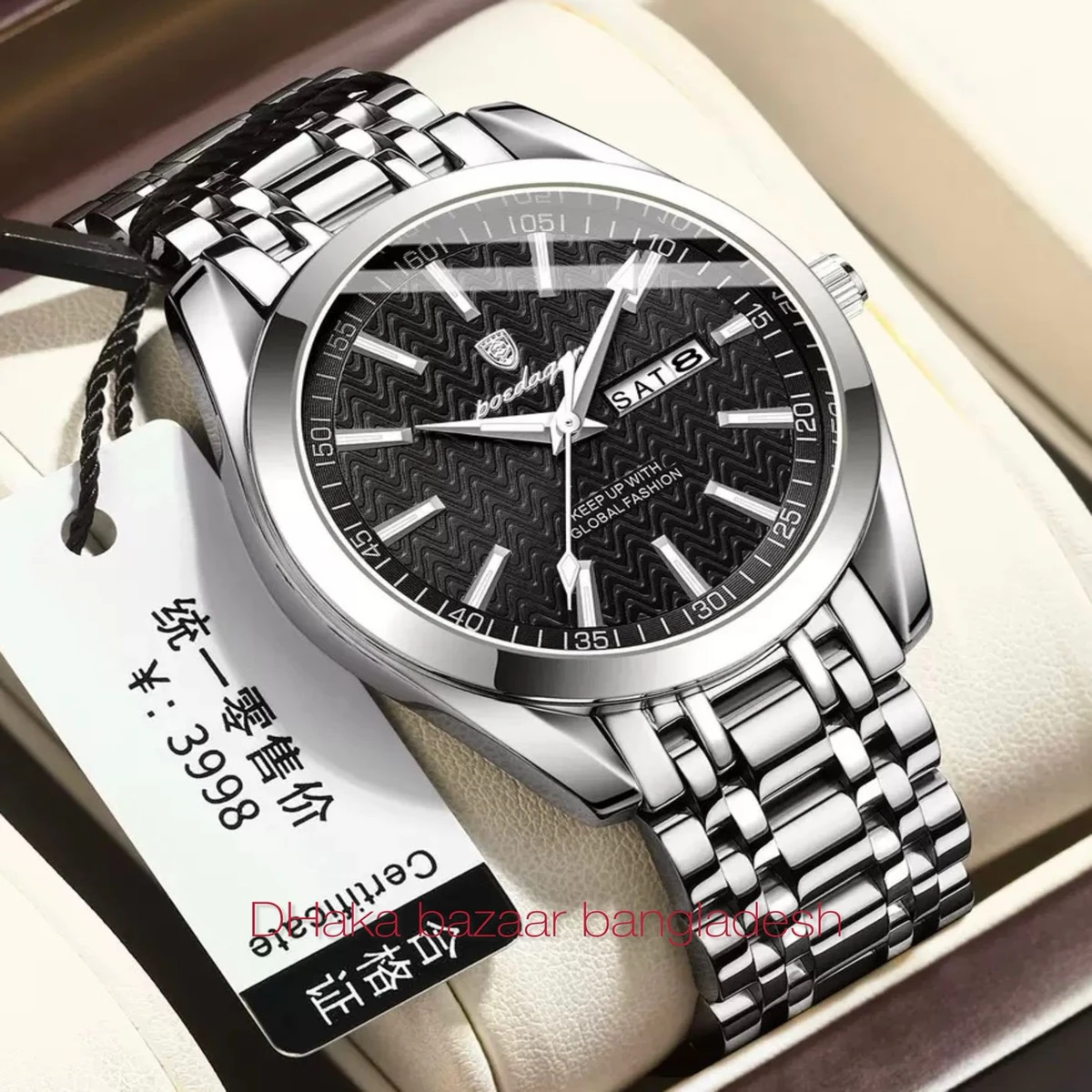 PEO 545 নতুন ডিজাইনের পুরুষদের জন্য ঘড়ি SILVER BLACK