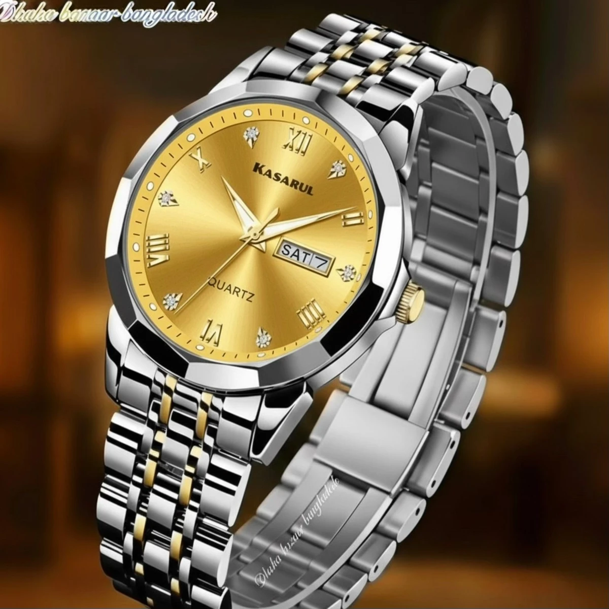 KASARUL PLUS নতুন ডিজাইনের পুরুষদের জন্য ঘড়ি SILVER GOLDEN GOLDEN