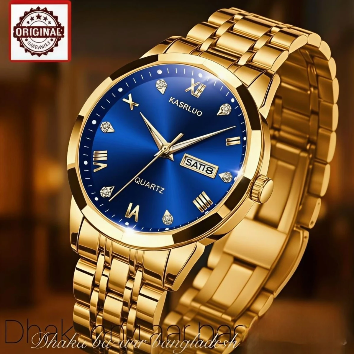 KASARUL PLUS নতুন ডিজাইনের পুরুষদের জন্য ঘড়ি GOLDEN BLUE