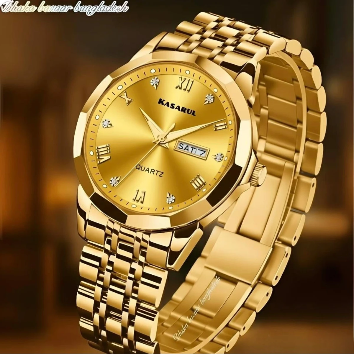 KASARUL PLUS নতুন ডিজাইনের পুরুষদের জন্য ঘড়ি GOLDEN