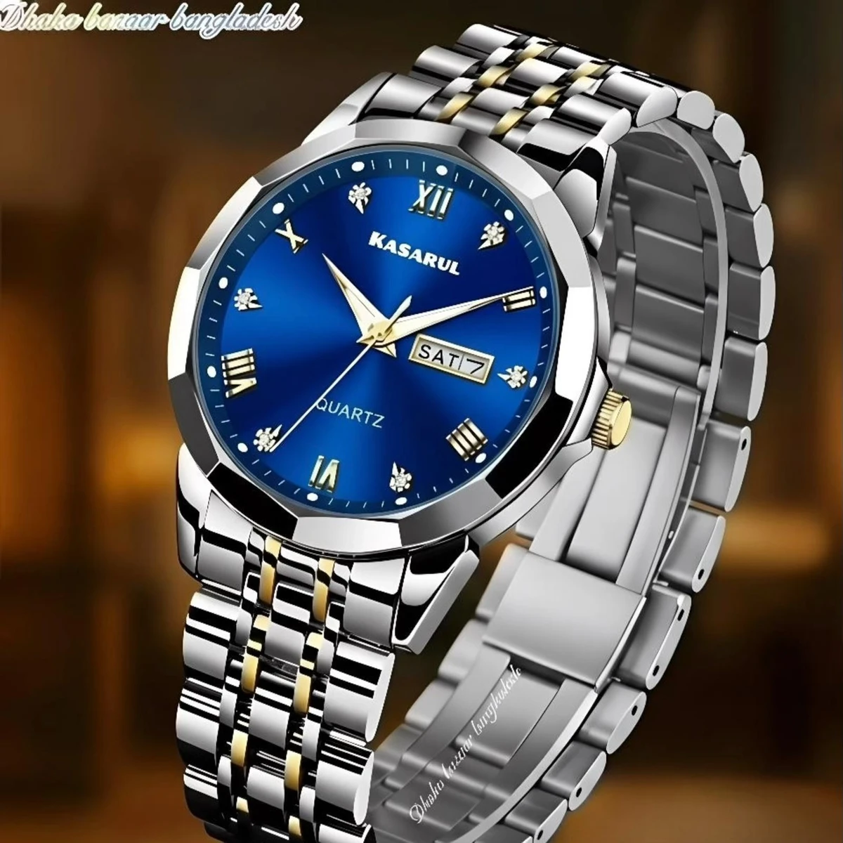 KASARUL PLUS নতুন ডিজাইনের পুরুষদের জন্য ঘড়ি SILVER GOLDEN BLUE