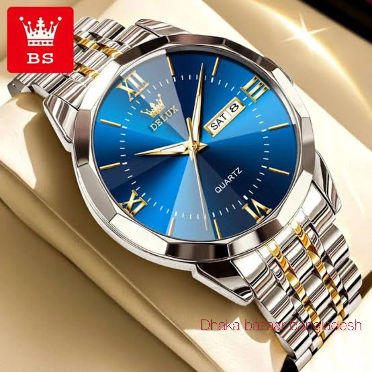 DELUX 587 নতুন ডিজাইনের পুরুষদের জন্য ঘড়ি SILVER GOLDEN BLUE