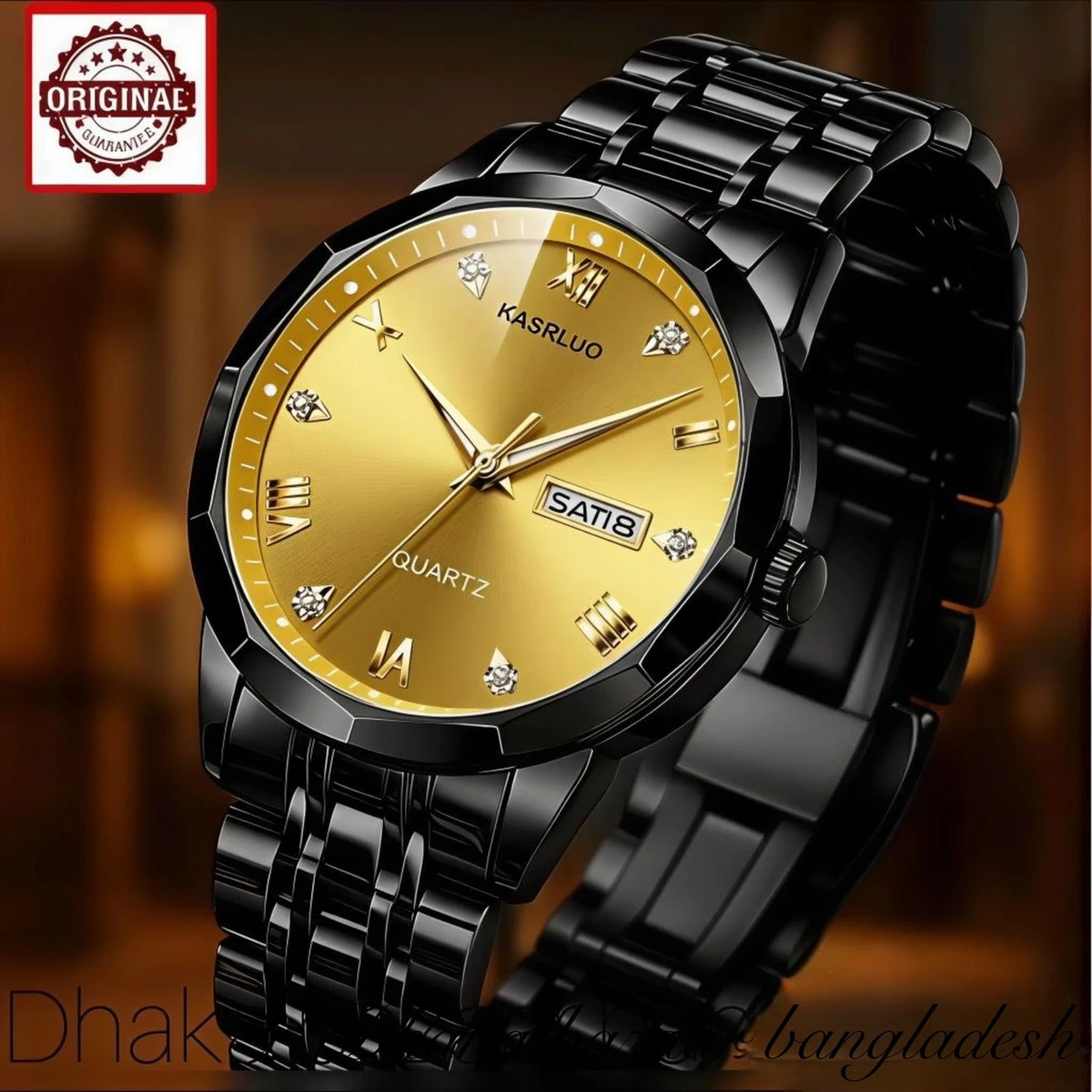 KAS MAN নতুন ডিজাইনের পুরুষদের জন্য ঘড়ি BLACK GOLDEN