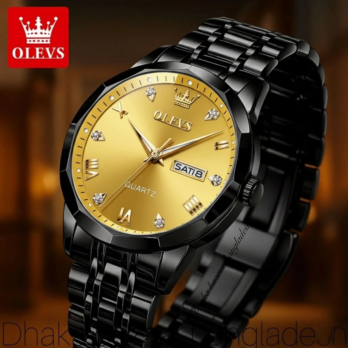 OliveZ নতুন ডিজাইনের পুরুষদের জন্য ঘড়ি BLACK GOLDEN