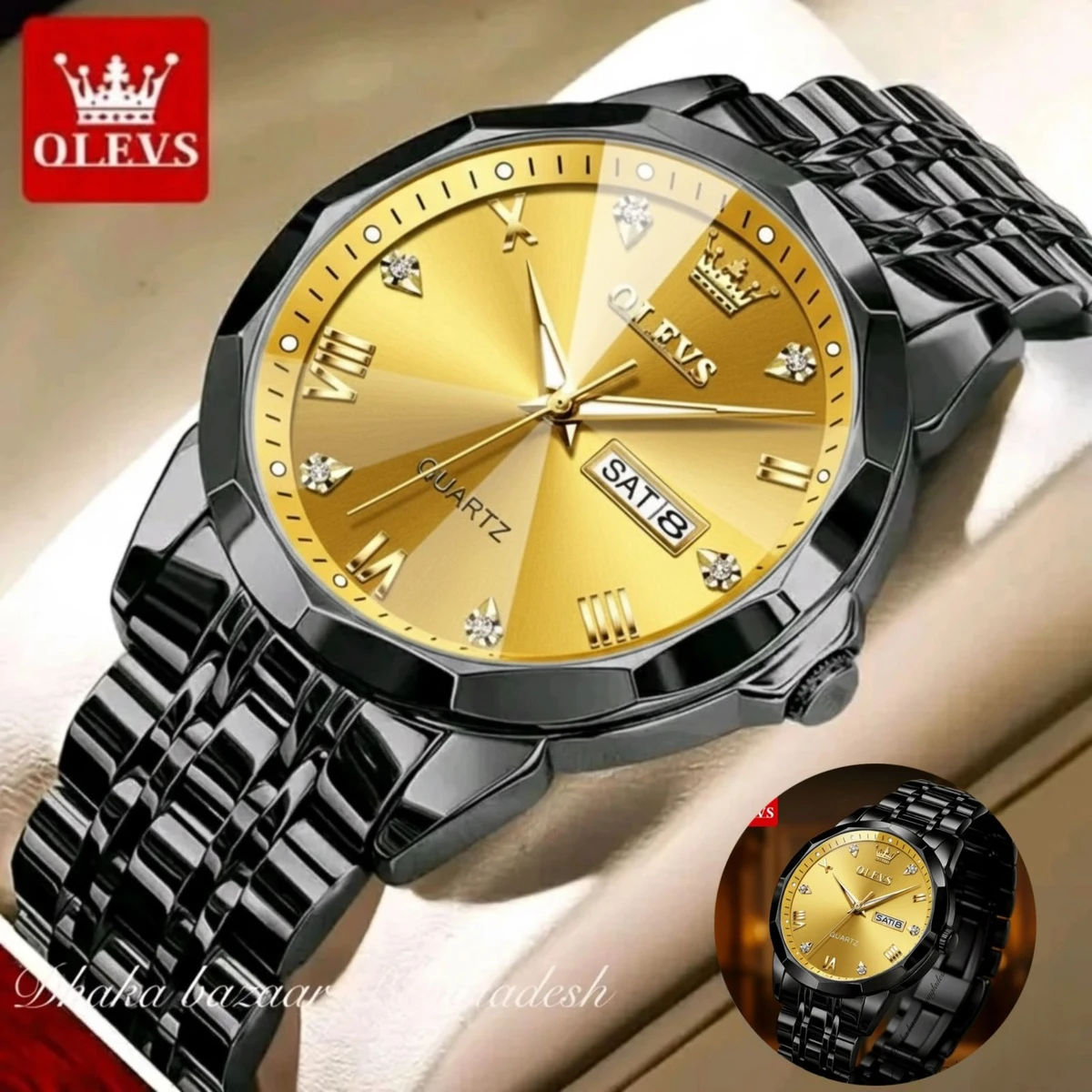 OliveZ নতুন ডিজাইনের পুরুষদের জন্য ঘড়ি BLACK GOLDEN