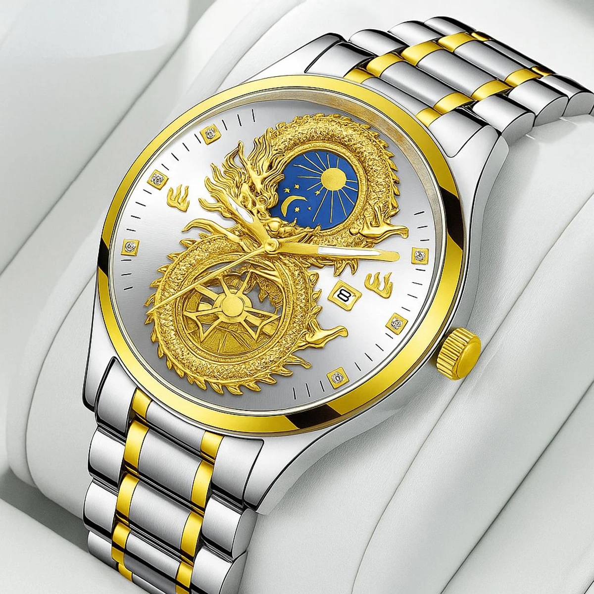 BIN S999 নন কর্ণগ্রাফ নতুন ডিজাইনের পুরুষদের জন্য ঘড়ি SILVER GOLDEN WHITE