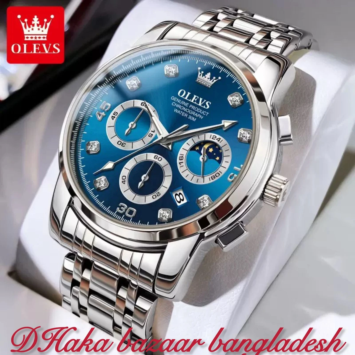 Olivesz 2879 পুরুষের জন্য নন মেকানিক্যাল  ঘড়ি SILVER BLUE