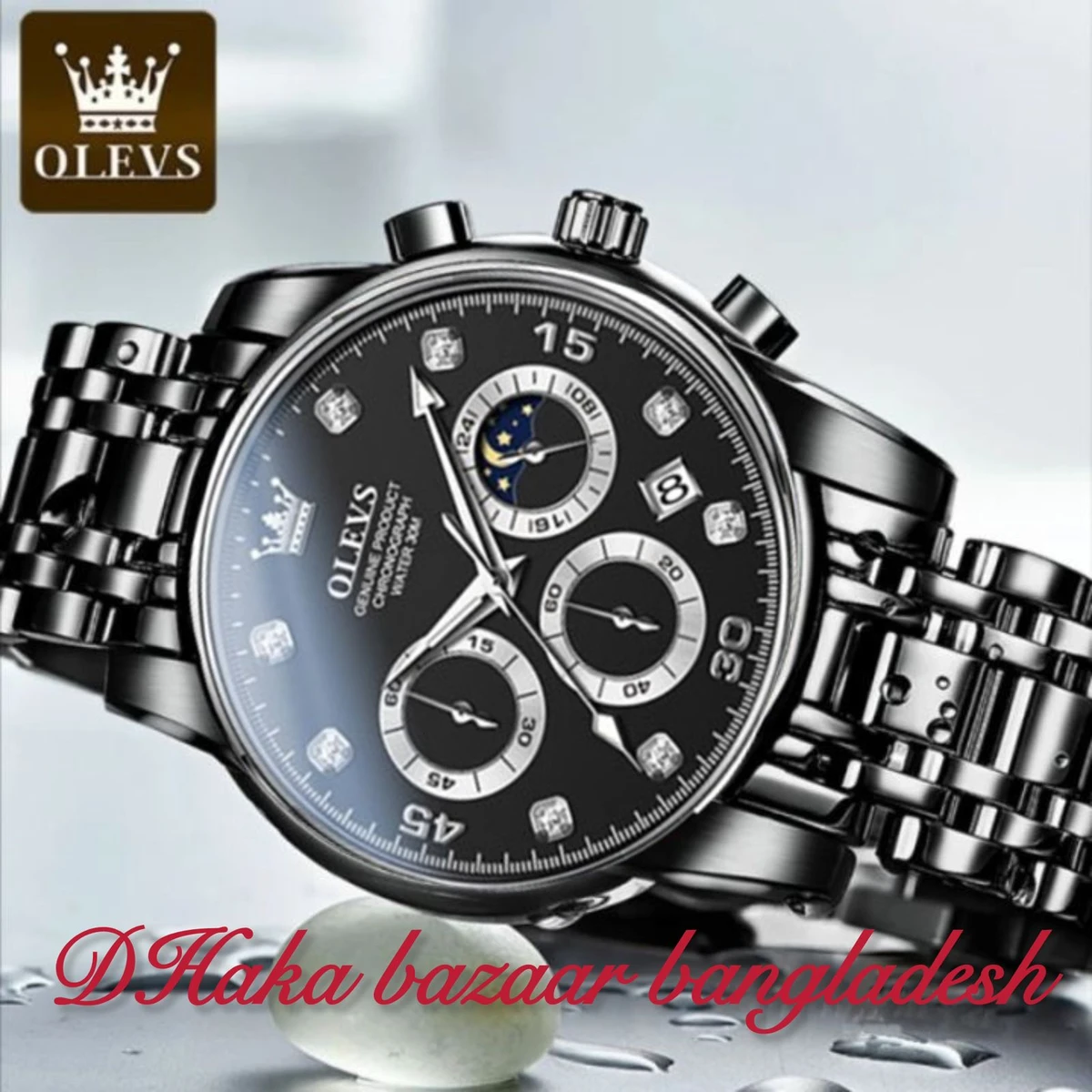 Olivesz 2879 পুরুষের জন্য নন মেকানিক্যাল ঘড়ি BLACK