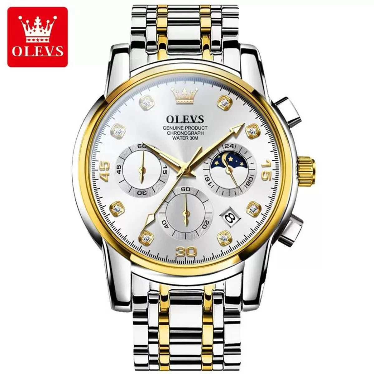 Olivesz 2879 পুরুষের জন্য নন মেকানিক্যাল ঘড়ি SILVER BLUE WHITE