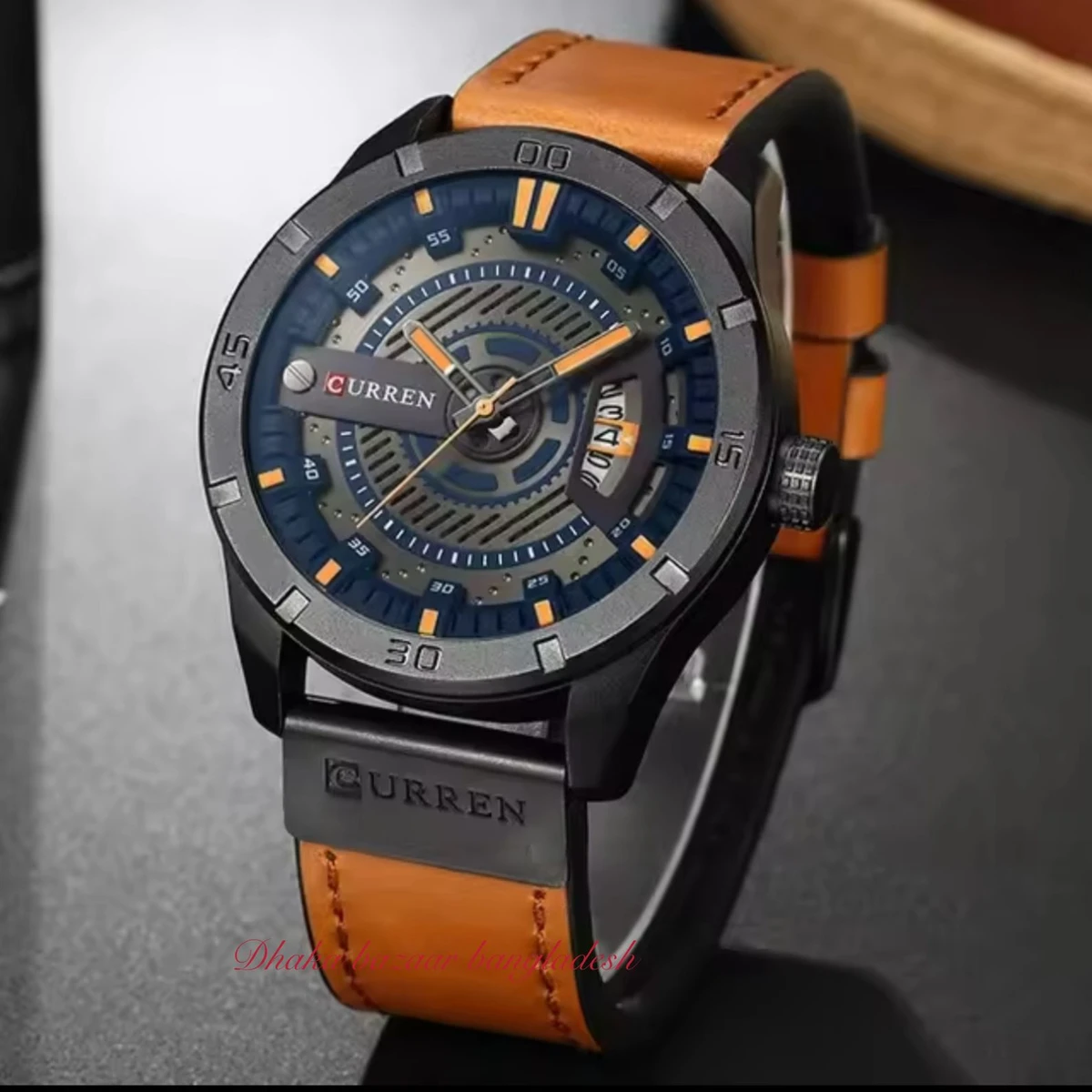 CUREENT 83011 আর্টিফিশিয়াল লেদার নতুন ডিজাইনের পুরুষদের জন্য ঘড়ি BROWN