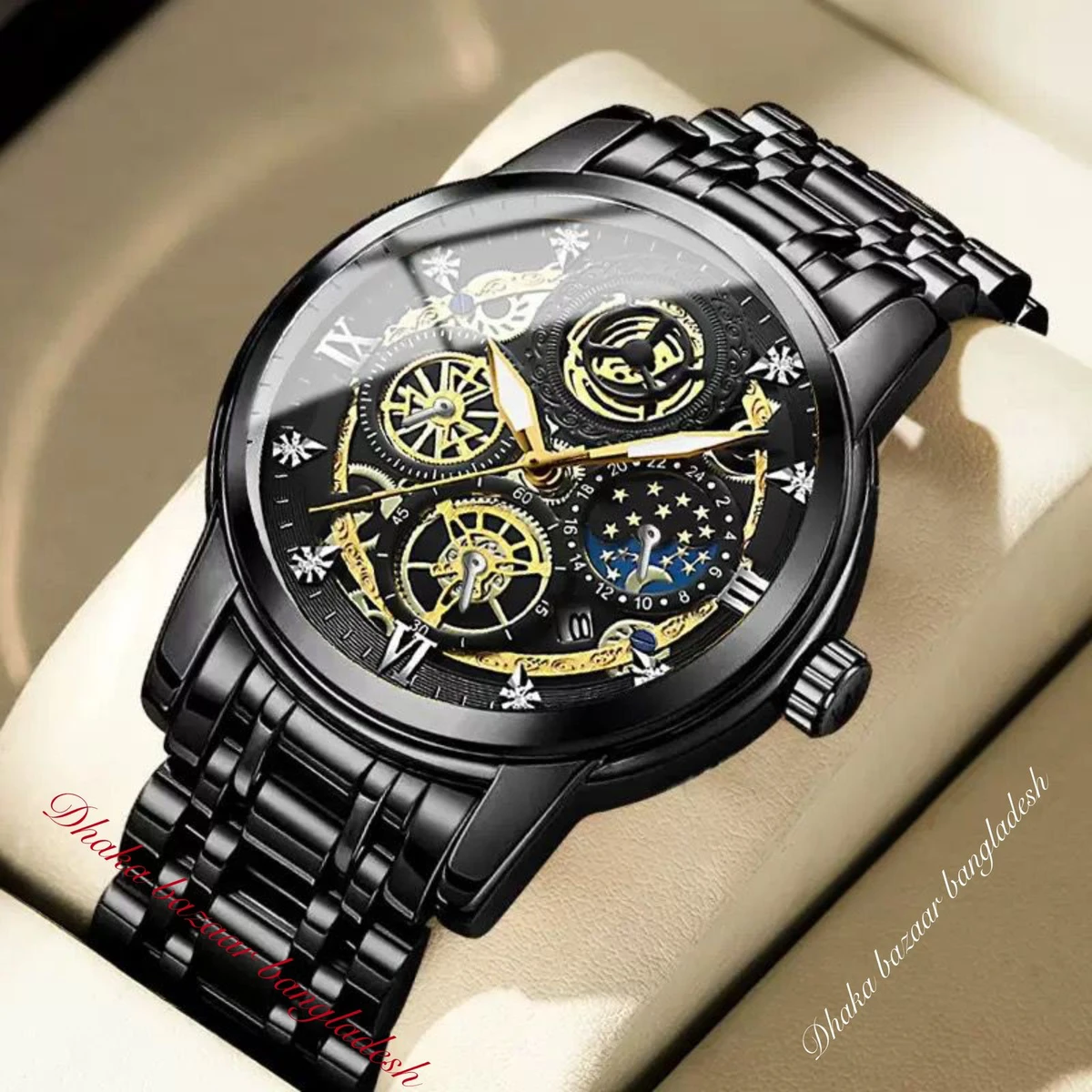 UNI44 পুরুষের জন্য নন মেকানিক্যাল ওয়াটার প্রুফ ঘড়ি NEW BLACK NEW