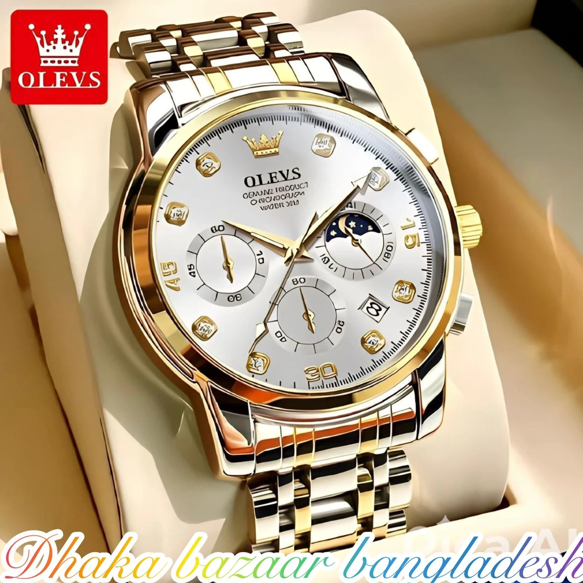 Olivesz 2879 পুরুষের জন্য নন মেকানিক্যাল ঘড়ি SILVER BLUE WHITE