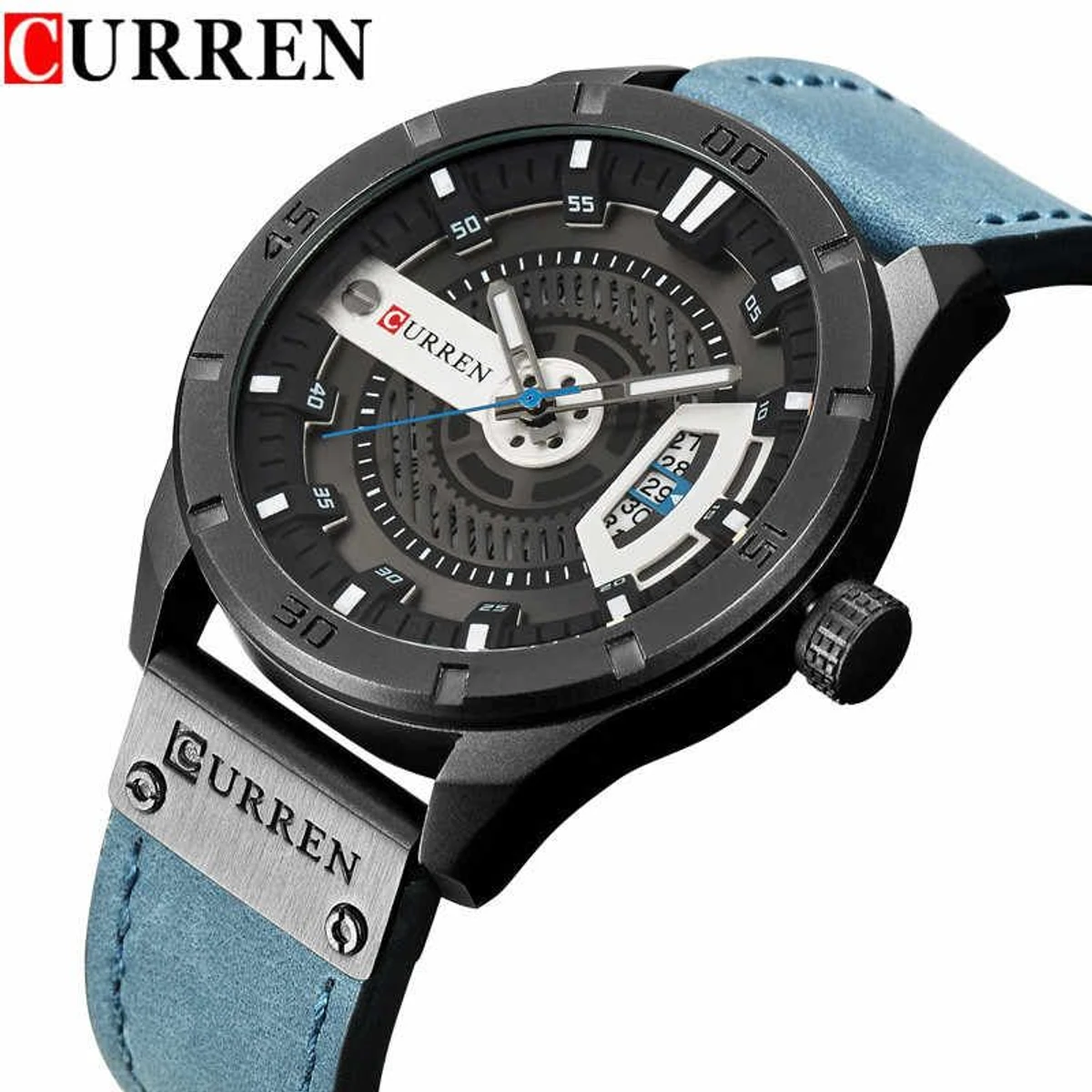 CUREENT 83011 আর্টিফিশিয়াল লেদার নতুন ডিজাইনের পুরুষদের জন্য ঘড়ি OLYMPIC BLUE