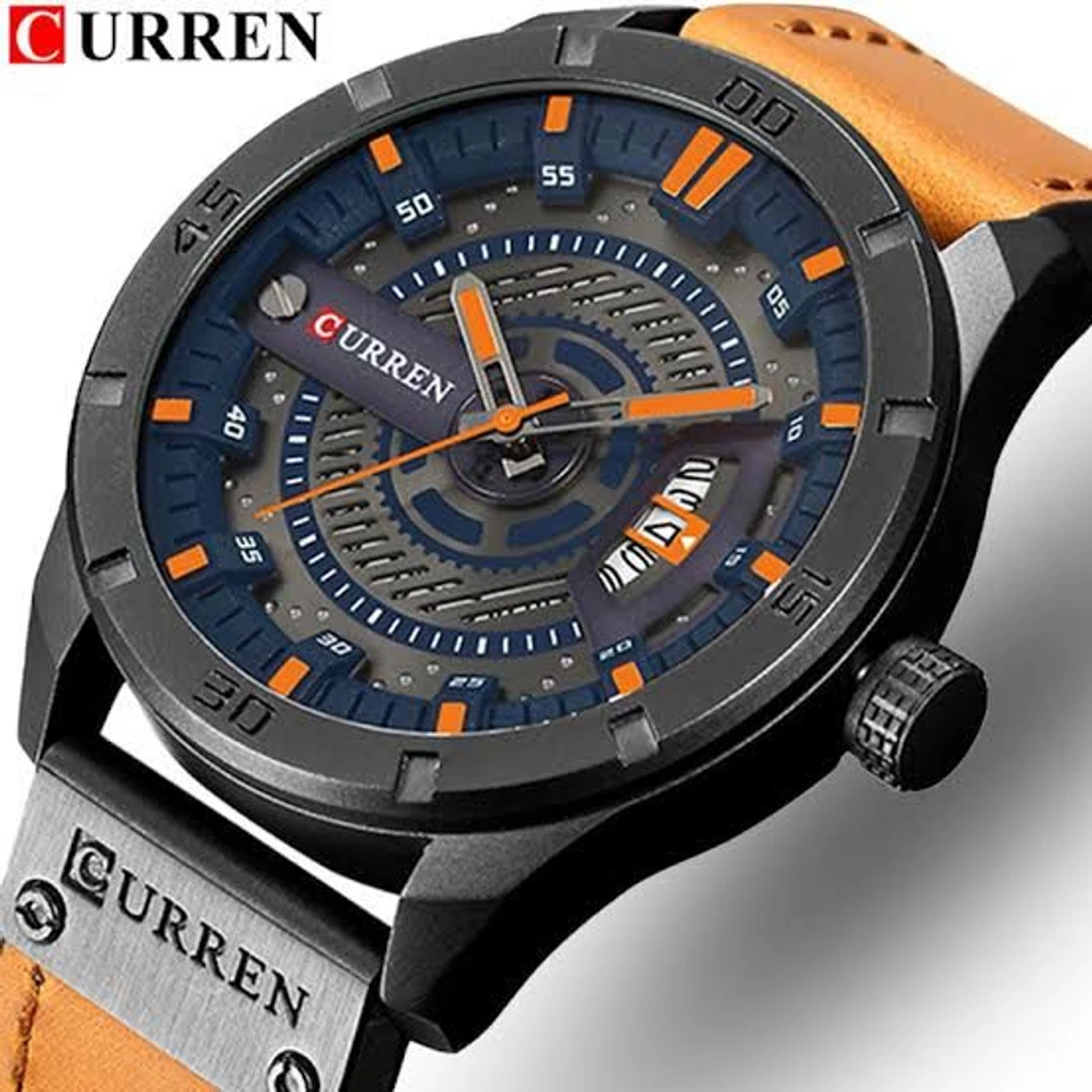 CUREENT 83011 আর্টিফিশিয়াল লেদার নতুন ডিজাইনের পুরুষদের জন্য ঘড়ি BROWN