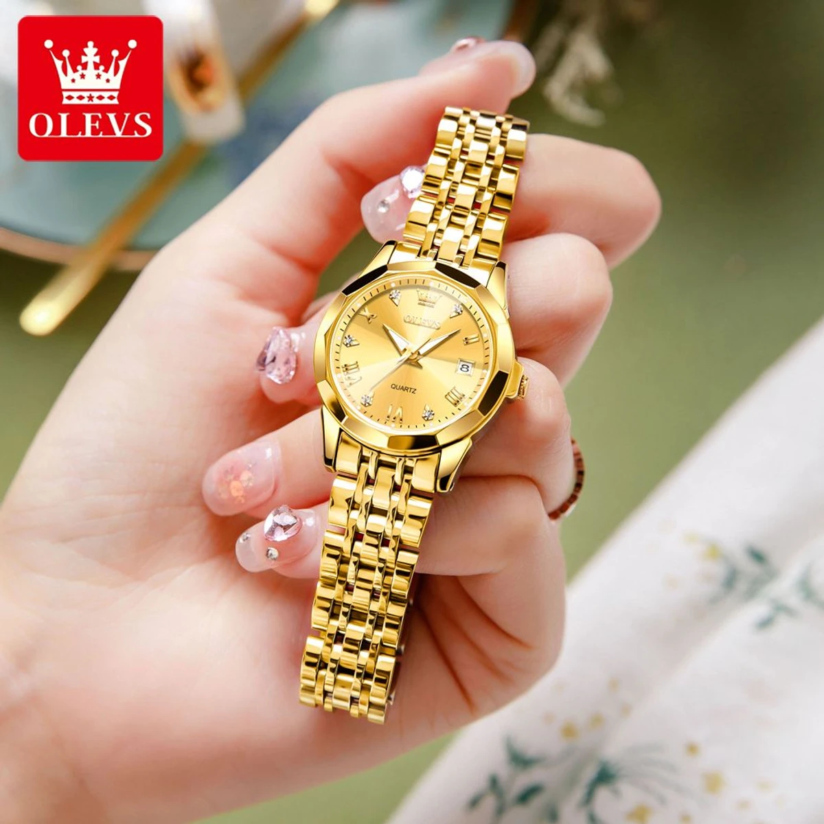 WOMAN OLIVES 81999 নতুন ডিজাইনের মেয়েদের জন্য ঘড়ি GOLDEN