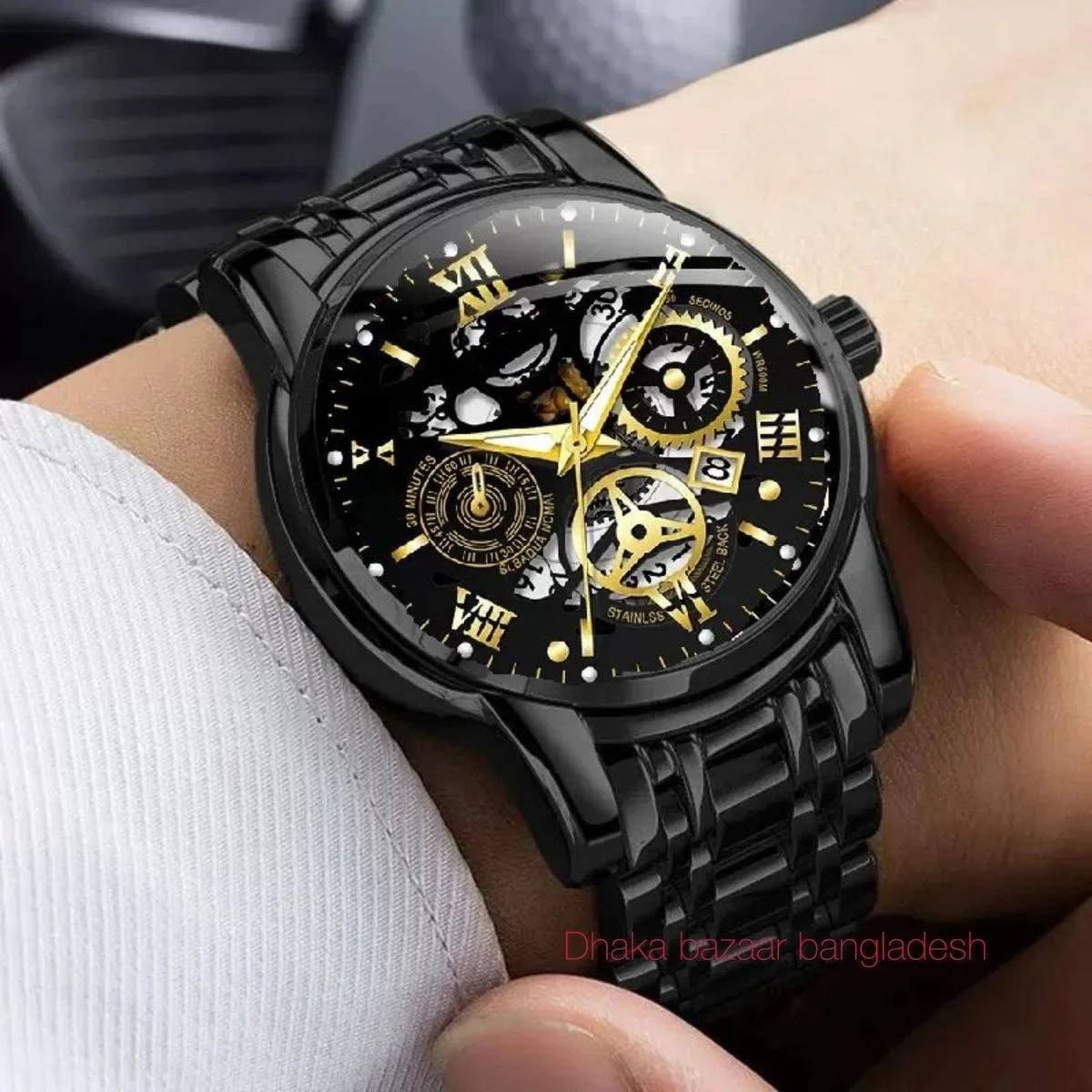 BINBOND 2200 পুরুষের জন্য নন মেকানিক্যাল ওয়াটার প্রুফ ঘড়ি  BLACK NEW