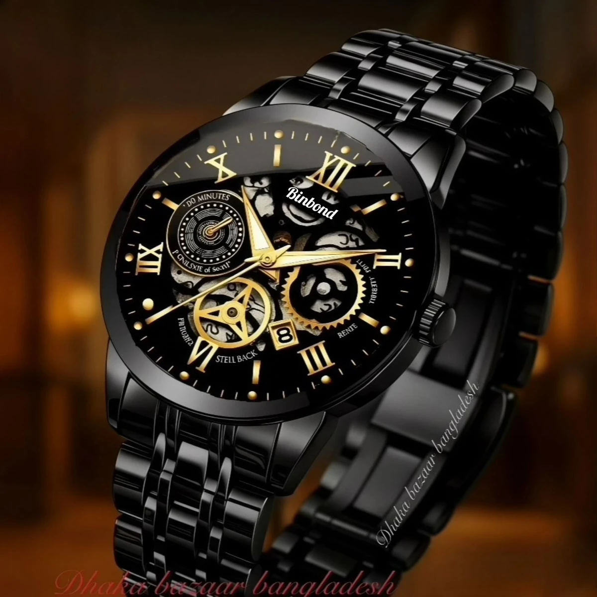 BINBOND 2200 পুরুষের জন্য নন মেকানিক্যাল ওয়াটার প্রুফ ঘড়ি  BLACK NEW