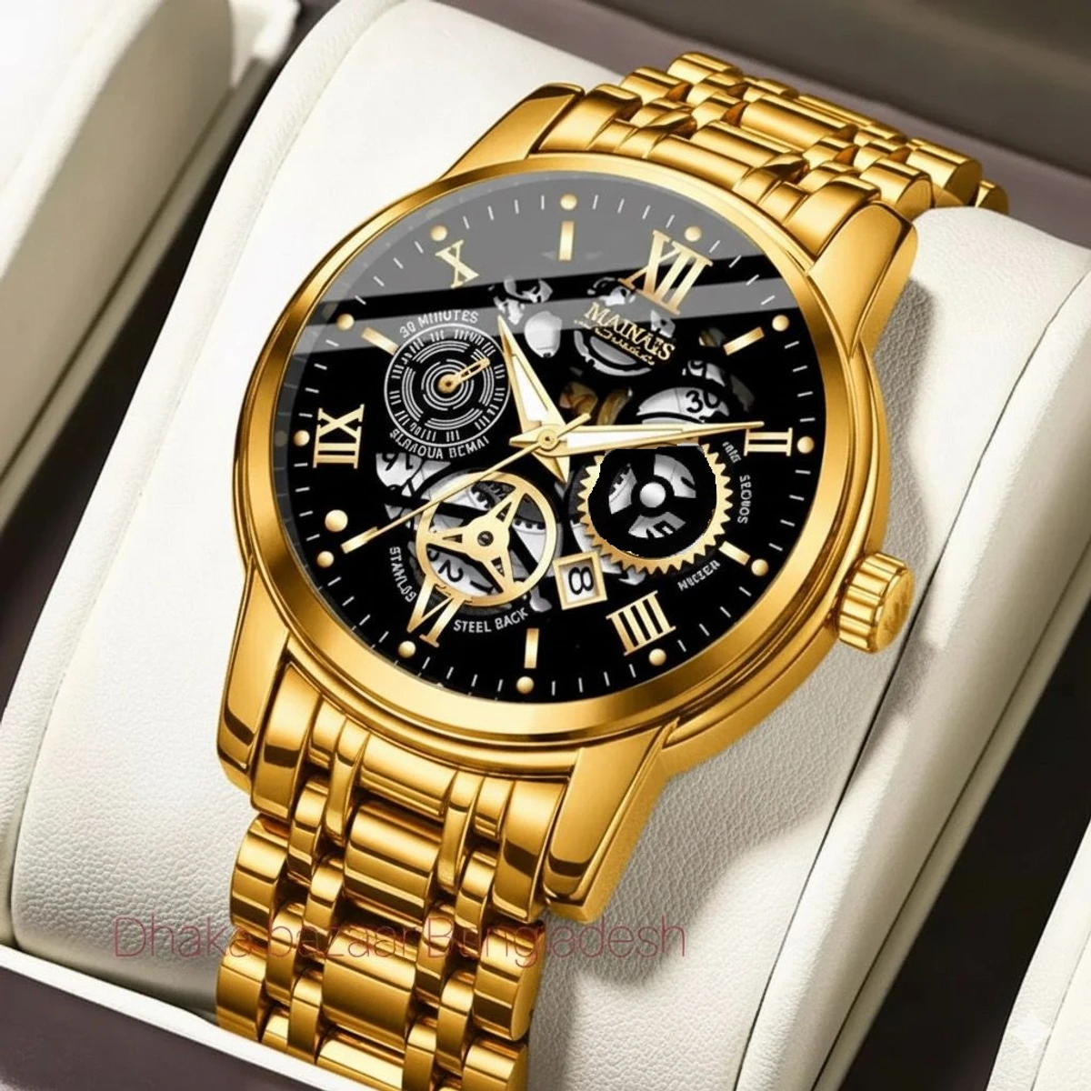 BINBOND 2200 পুরুষের জন্য নন মেকানিক্যাল ওয়াটার প্রুফ ঘড়ি  GOLDEN BLACK