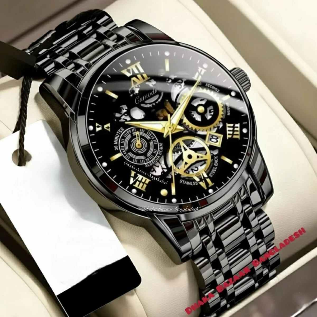 BINBOND 220A পুরুষের জন্য নন মেকানিক্যাল ওয়াটার প্রুফ ঘড়ি BLACK NEW