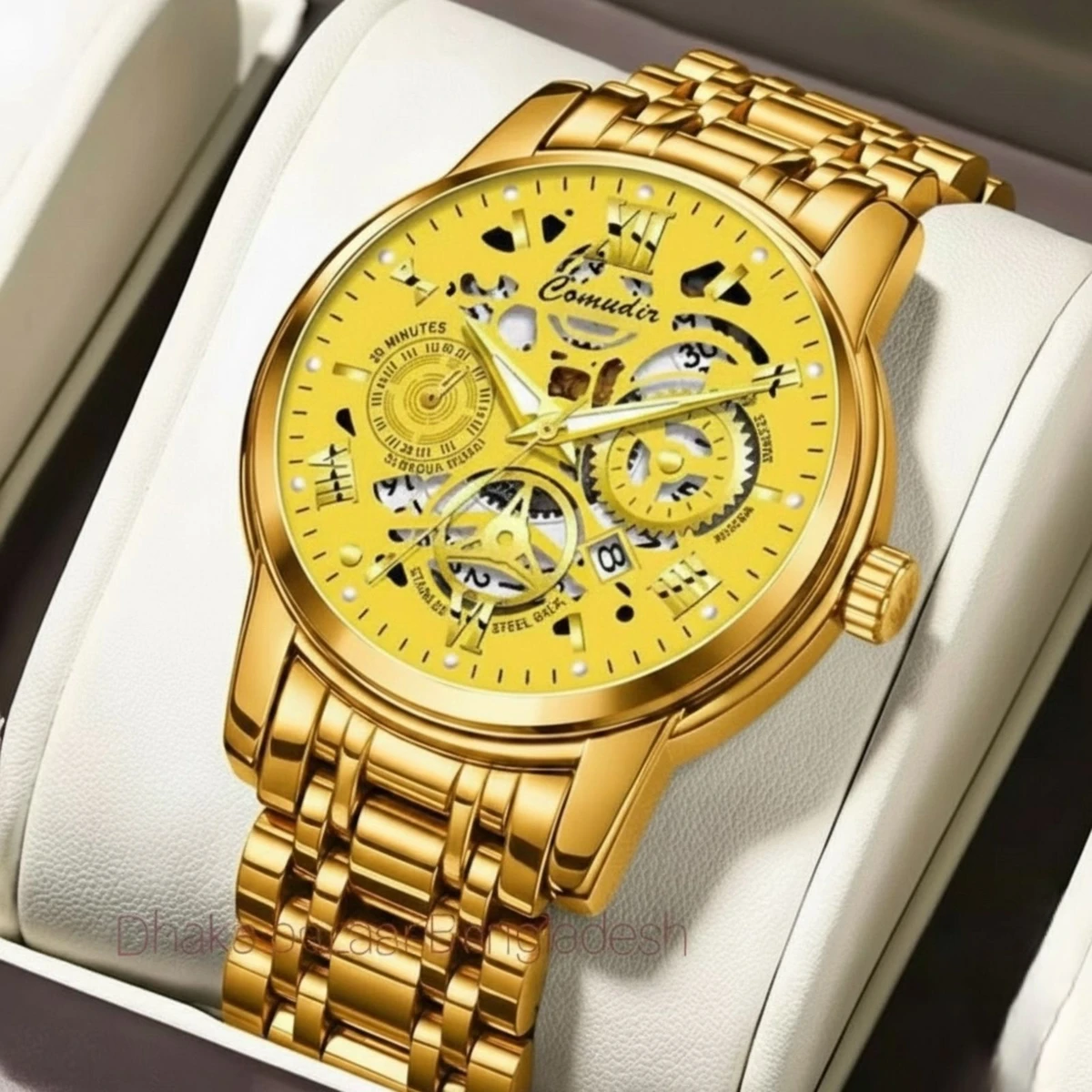 BINBOND 220A পুরুষের জন্য নন মেকানিক্যাল ওয়াটার প্রুফ ঘড়ি GOLDEN