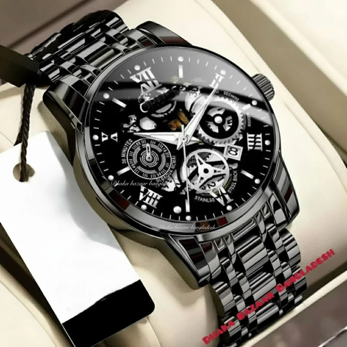 BINBOND 220A পুরুষের জন্য নন মেকানিক্যাল ওয়াটার প্রুফ ঘড়ি BLACK