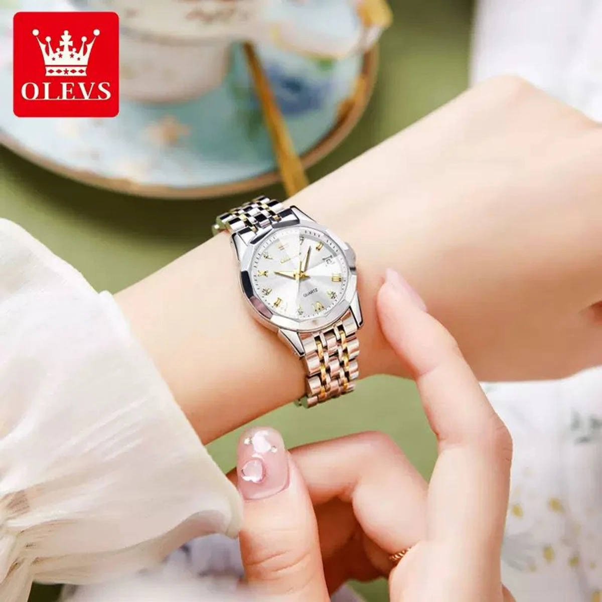 WOMAN OLIVES 81999 নতুন ডিজাইনের মেয়েদের জন্য ঘড়ি SILVER GOLDEN WHITE