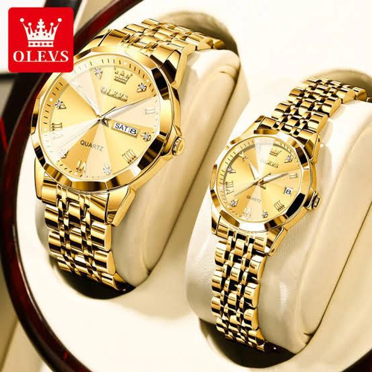 Couple OliveZ নতুন ডিজাইনের পুরুষদের জন্য ঘড়ি Golden