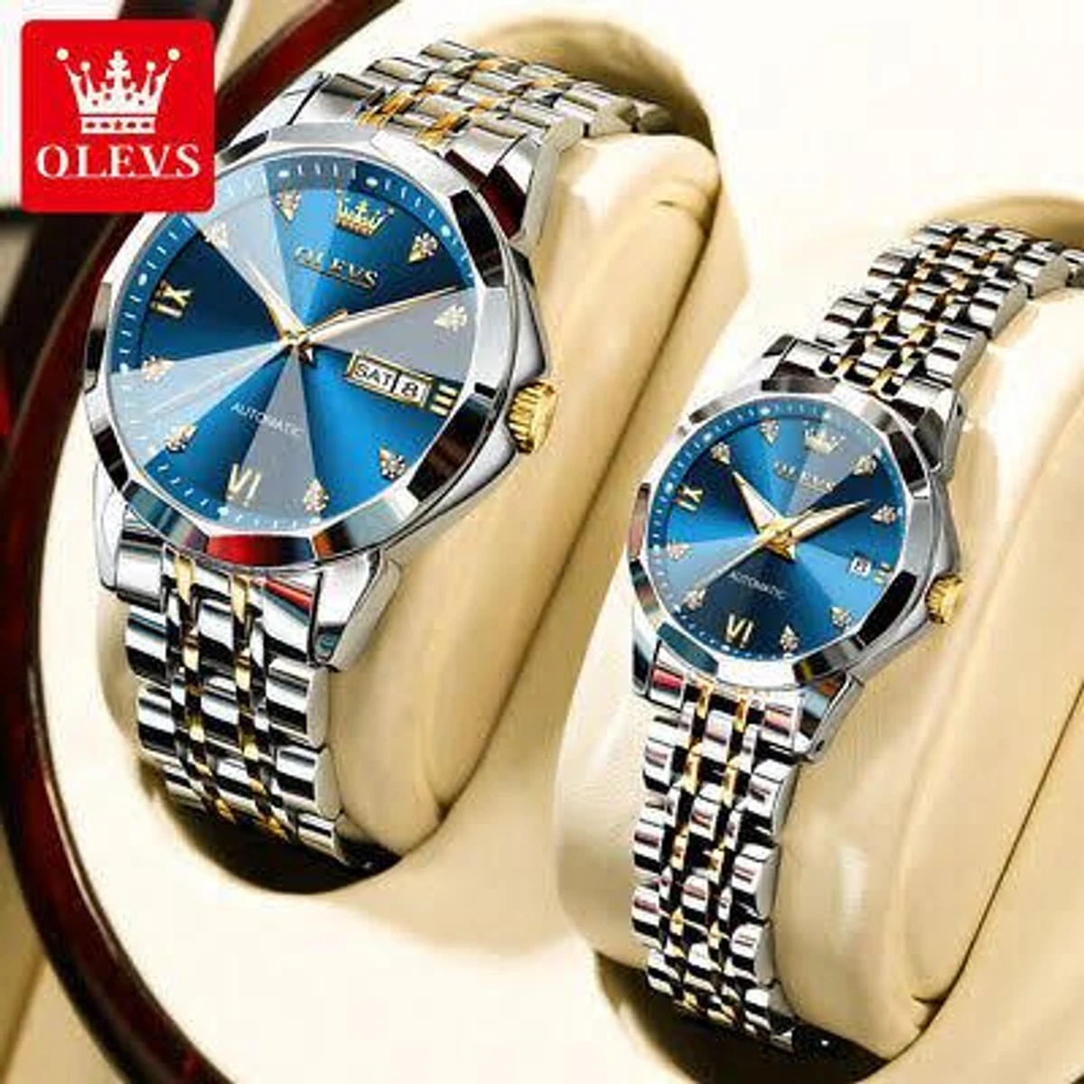 Couple OliveZ নতুন ডিজাইনের পুরুষদের জন্য ঘড়ি SILVER GOLDEN BLUE