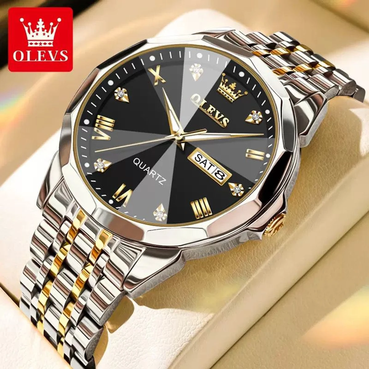 Couple OliveZ নতুন ডিজাইনের পুরুষদের জন্য ঘড়ি SILVER GOLDEN BLACK